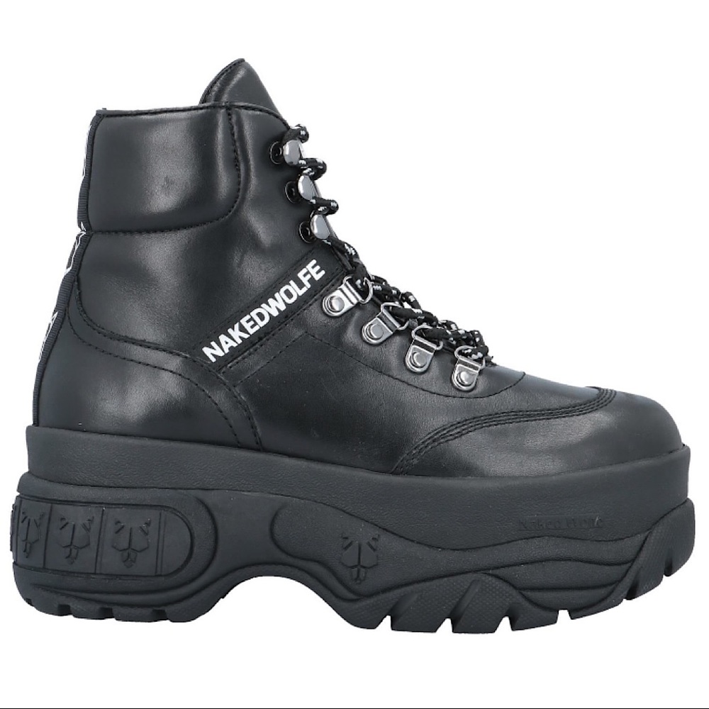 Naked Wolfe Spike Black Leather Platform Boots